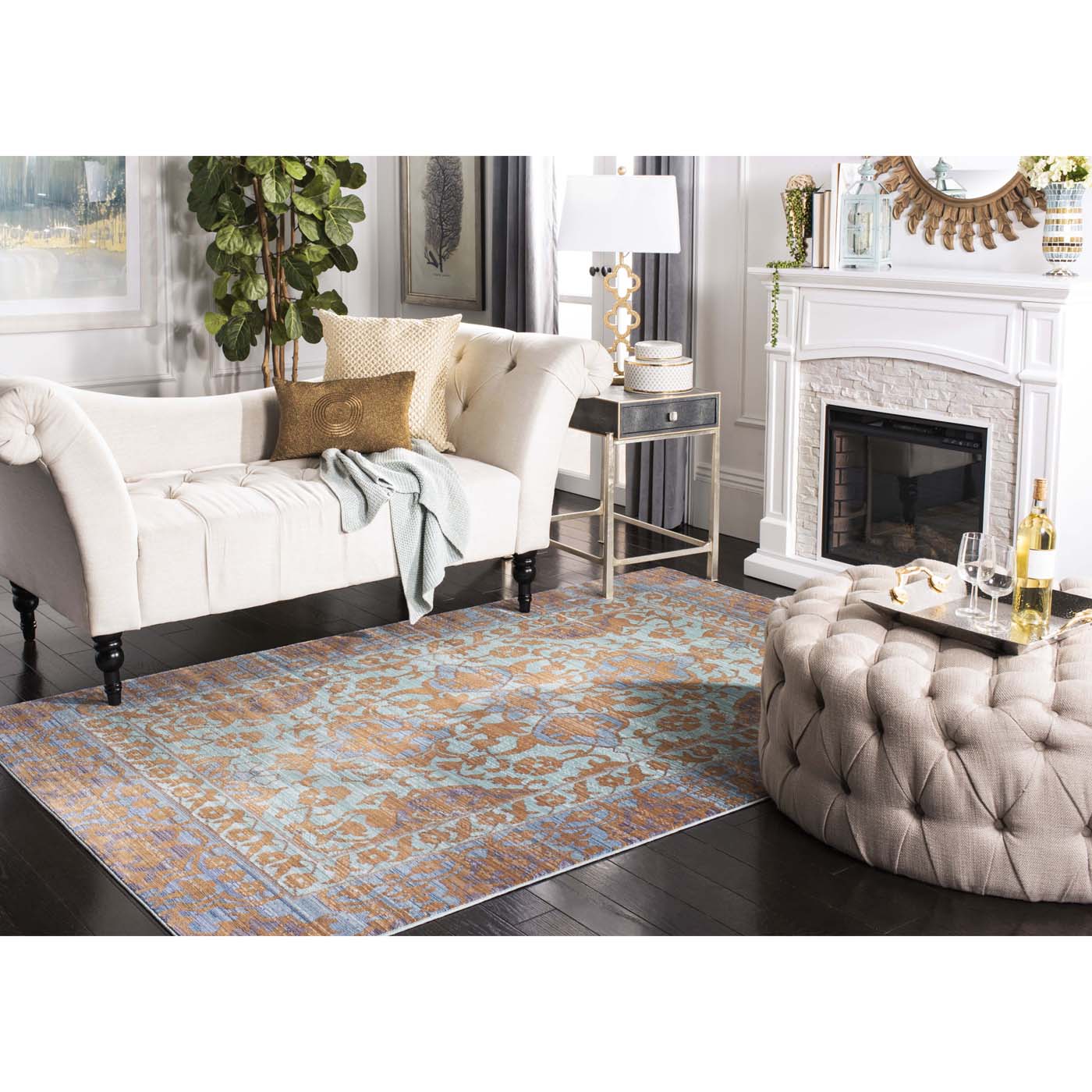 Safavieh Valencia 102 Rug, VAL102 - Blue / Gold