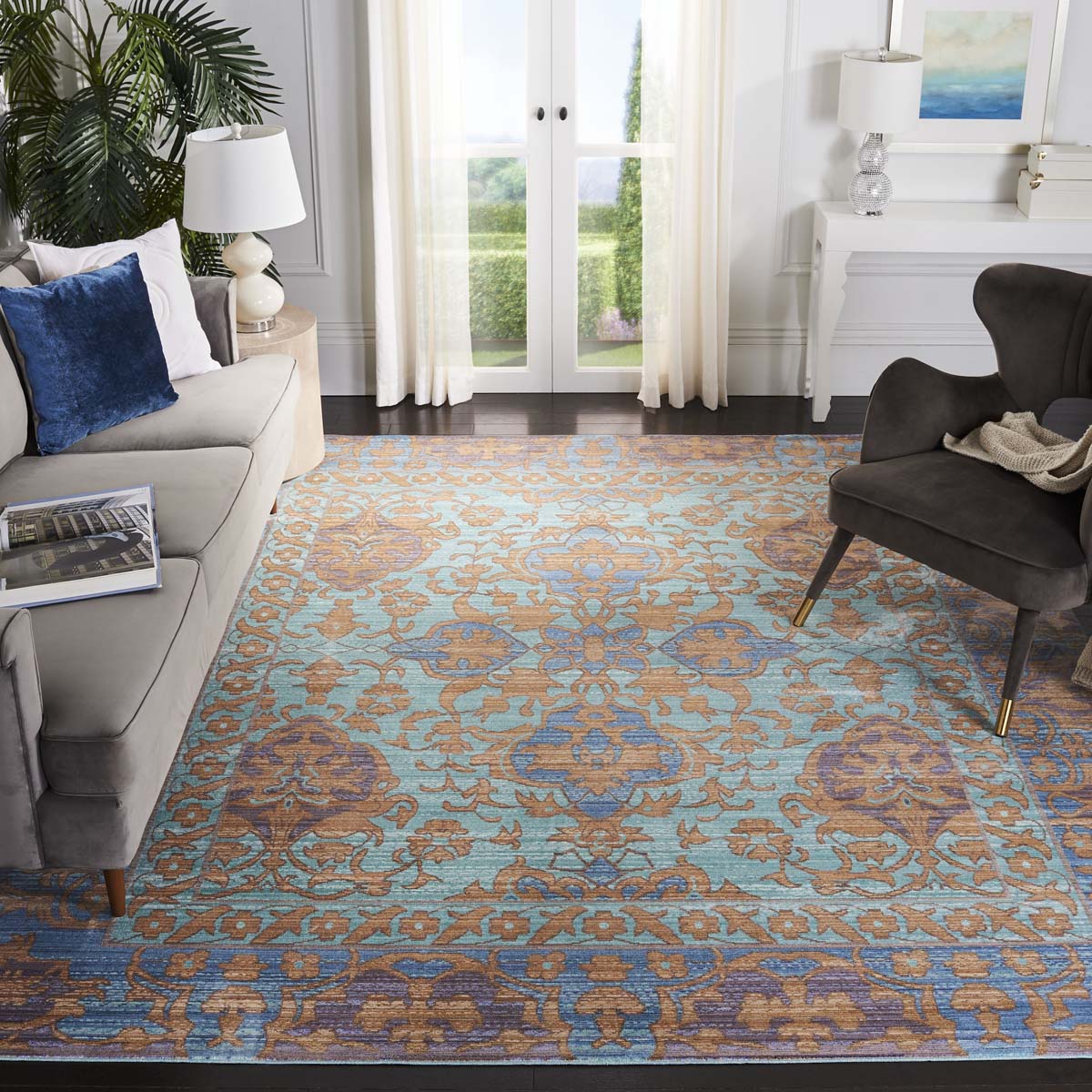 Safavieh Valencia 102 Rug, VAL102 - Blue / Gold