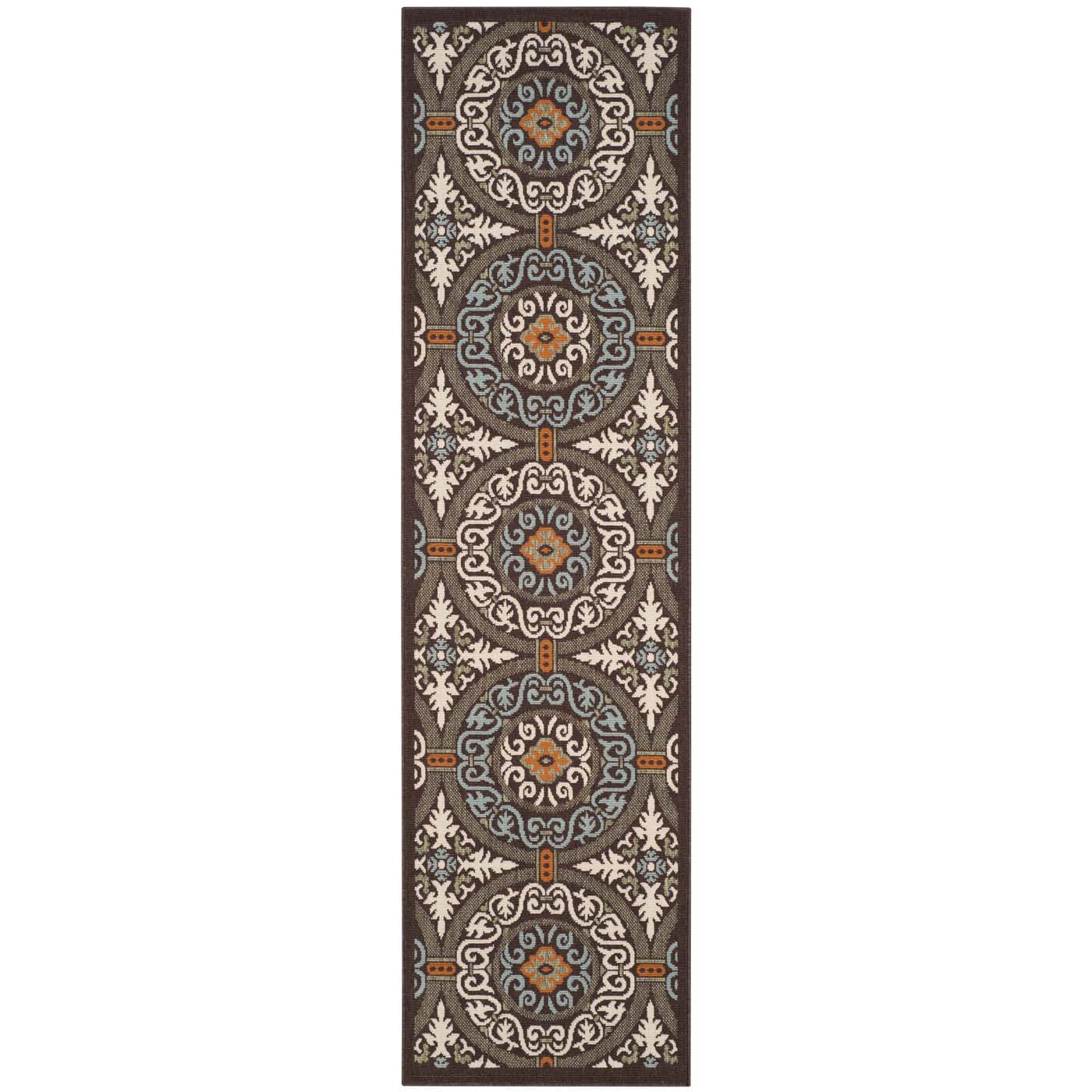 Safavieh Veranda 055 Rug, VER055 - Chocolate / Aqua