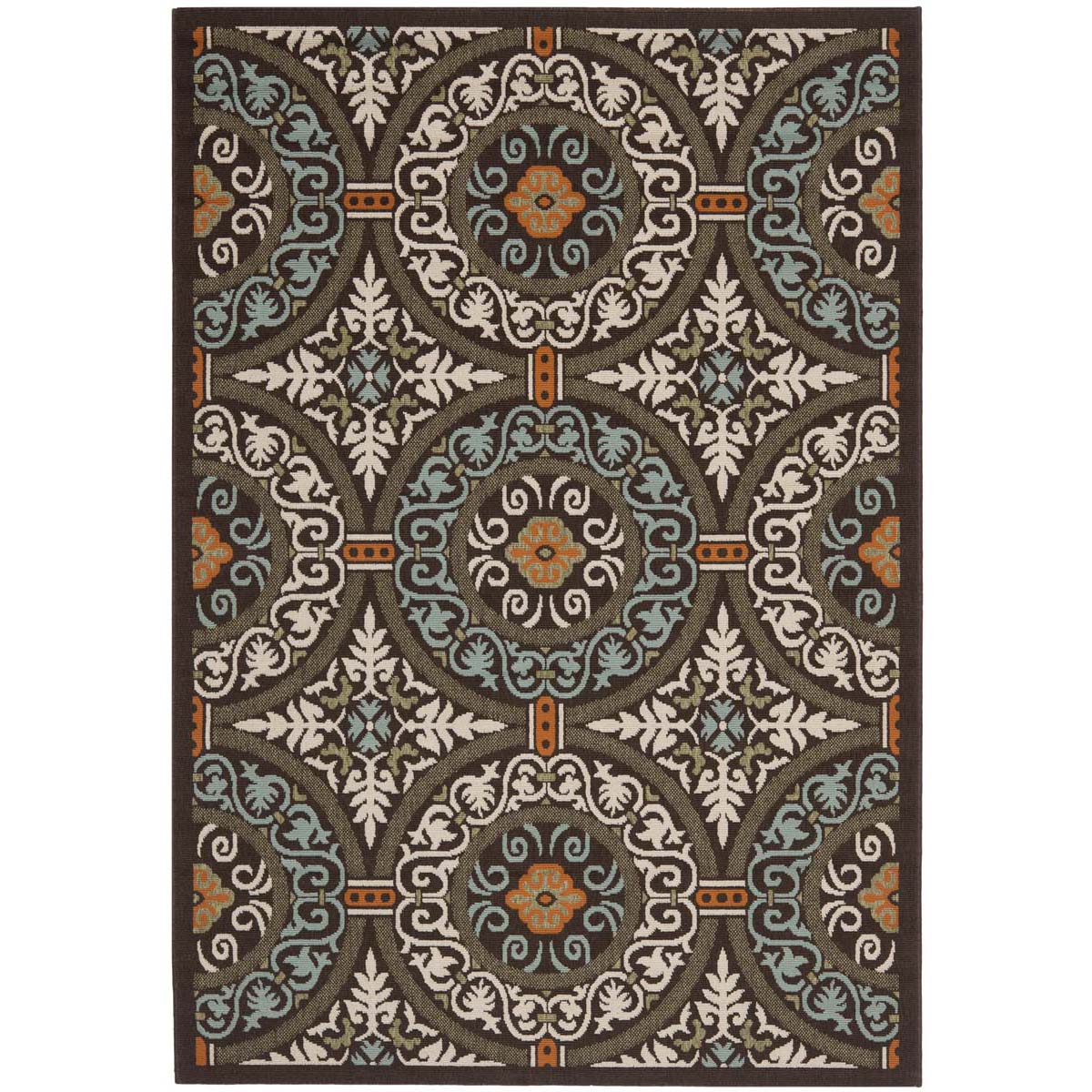 Safavieh Veranda 055 Rug, VER055 - Chocolate / Aqua