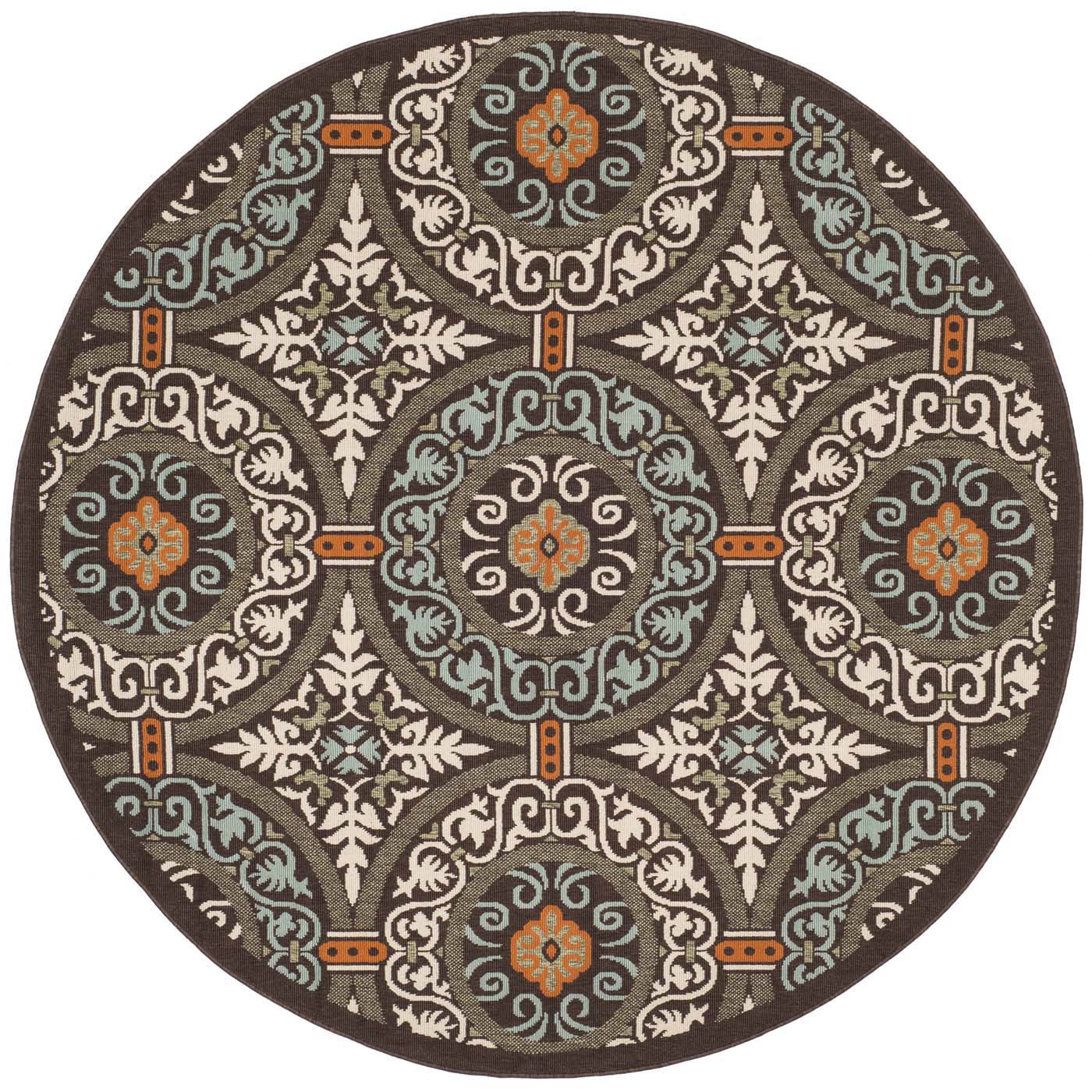 Safavieh Veranda 055 Rug, VER055 - Chocolate / Aqua