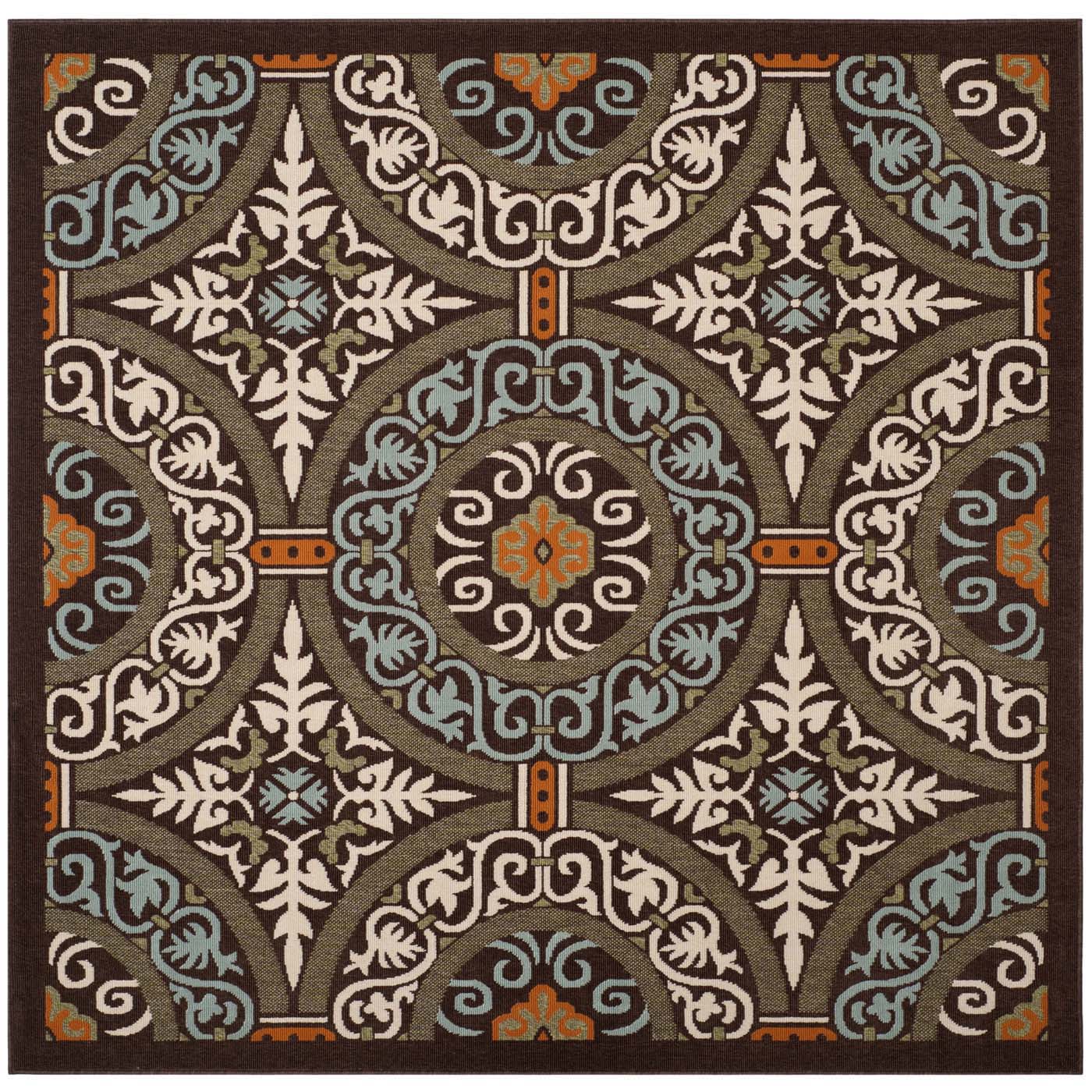 Safavieh Veranda 055 Rug, VER055 - Chocolate / Aqua