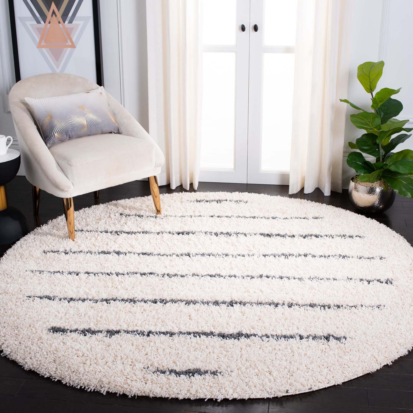 Safavieh Venus Shag 604 Rug, VNS604 - Ivory / Dark Grey