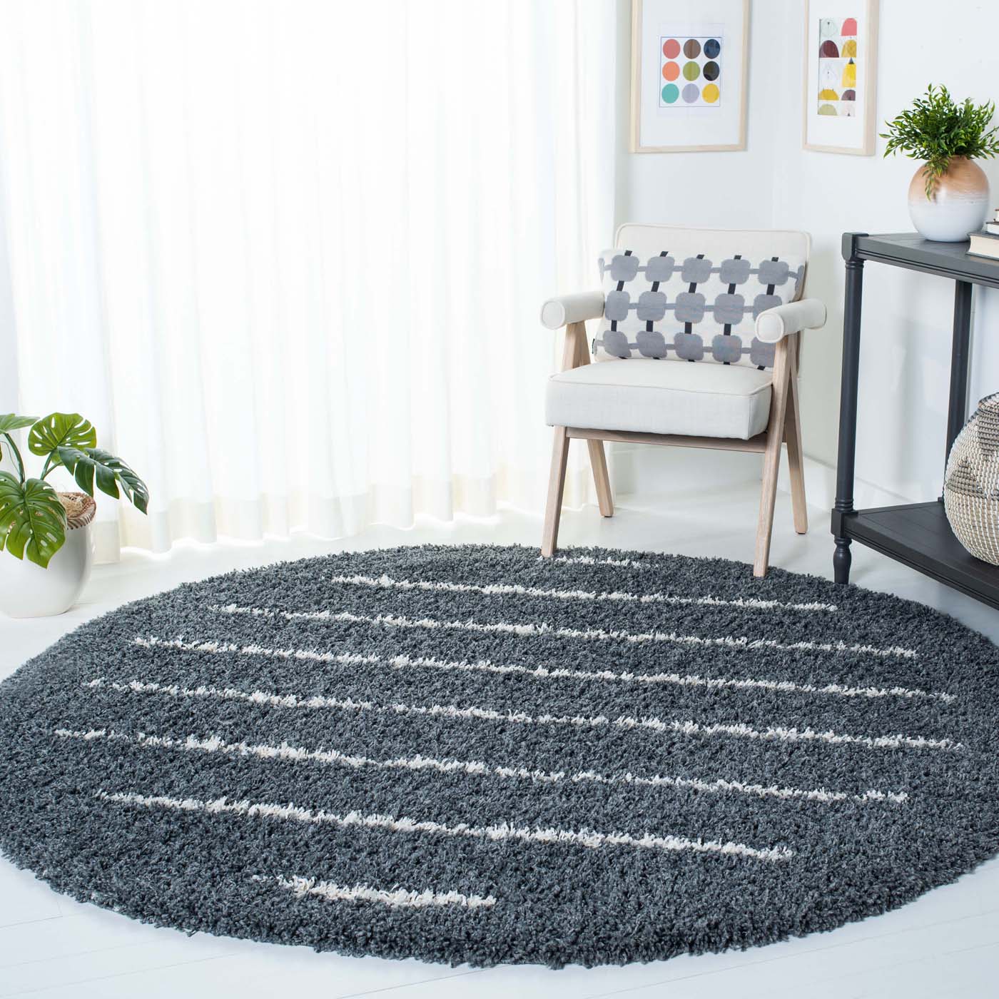 Safavieh Venus Shag 604 Rug, VNS604 - Dark Grey / Ivory