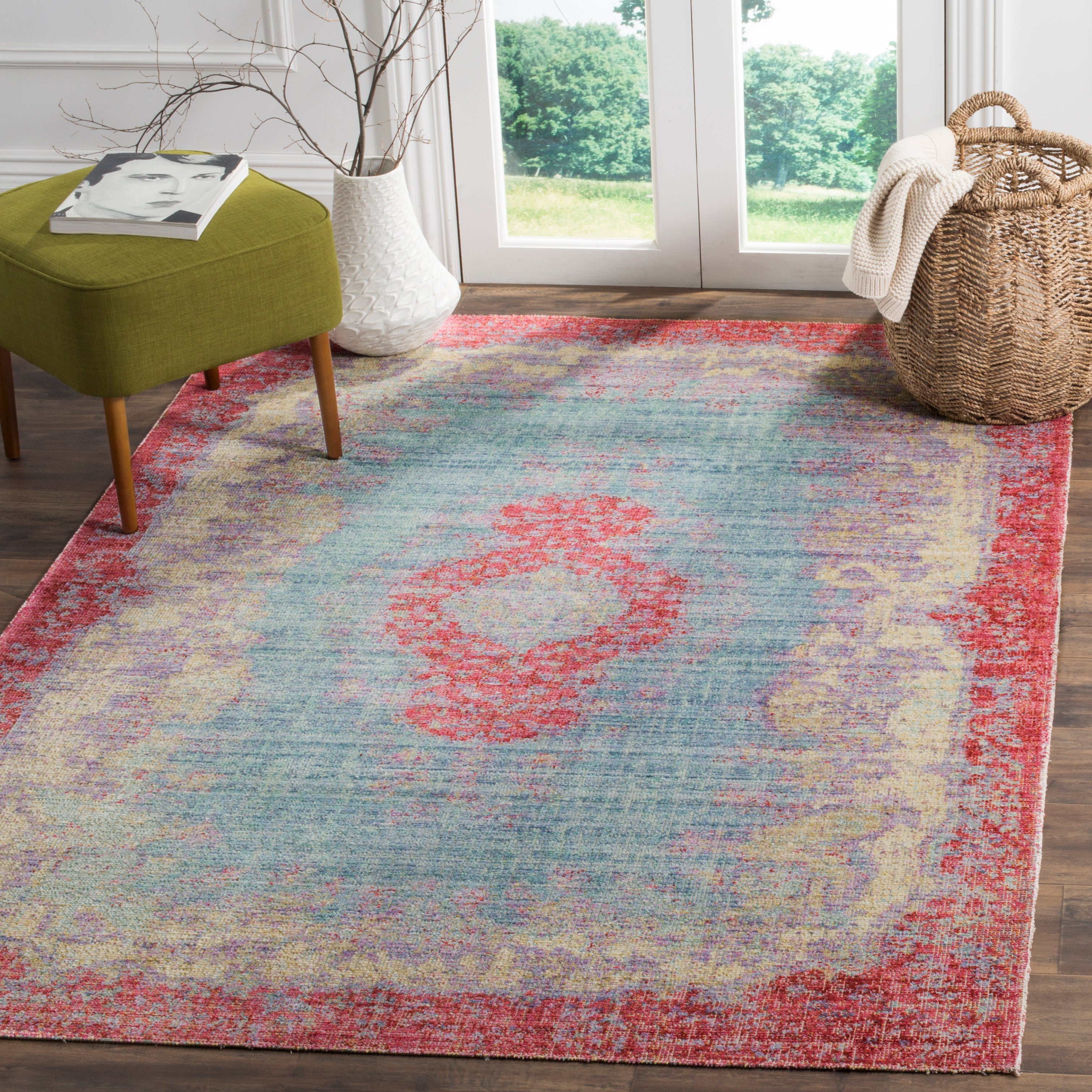 Safavieh Windsor 305 Rug, WDS305 - Light Blue / Fuchsia