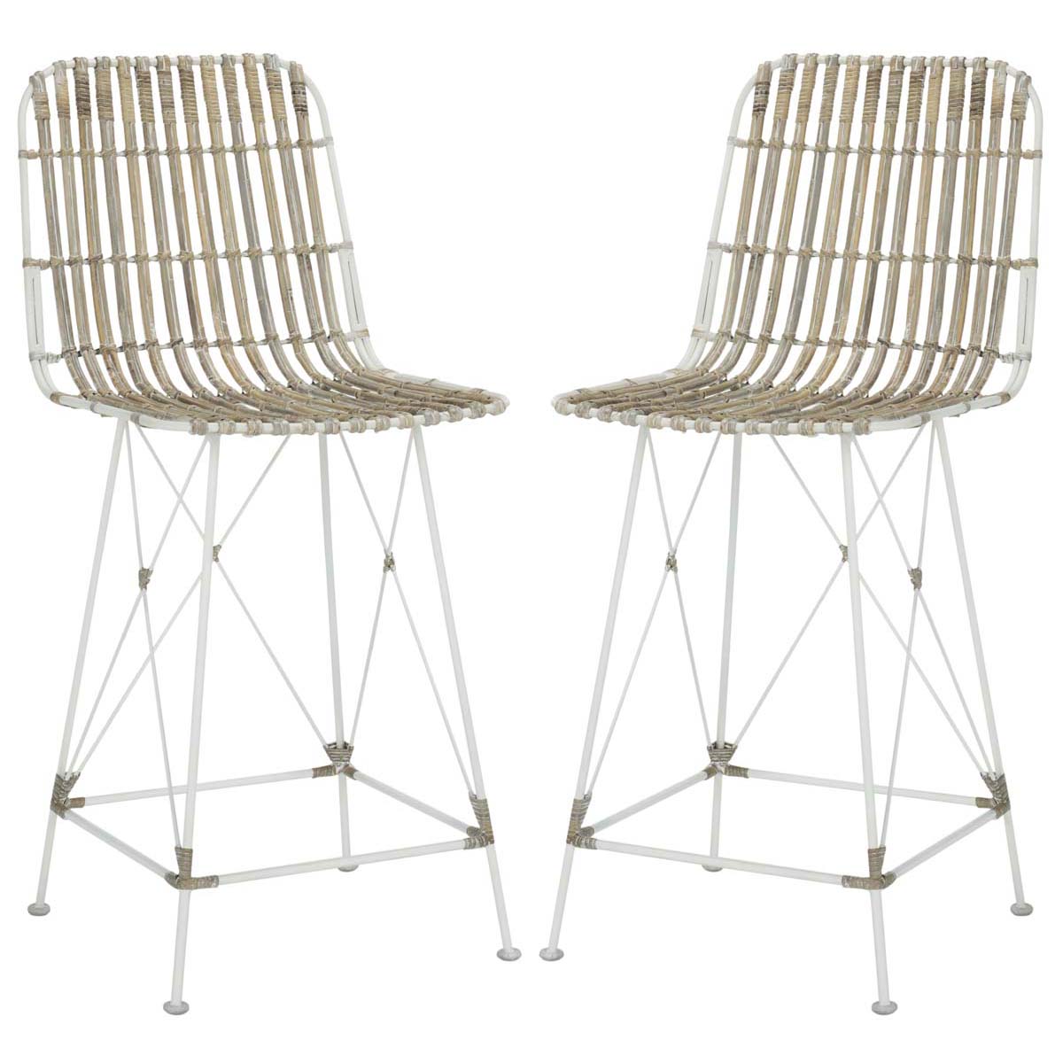 Safavieh Minerva Wicker Counter Stool  , WIK6509 - White / White (Set of 2)