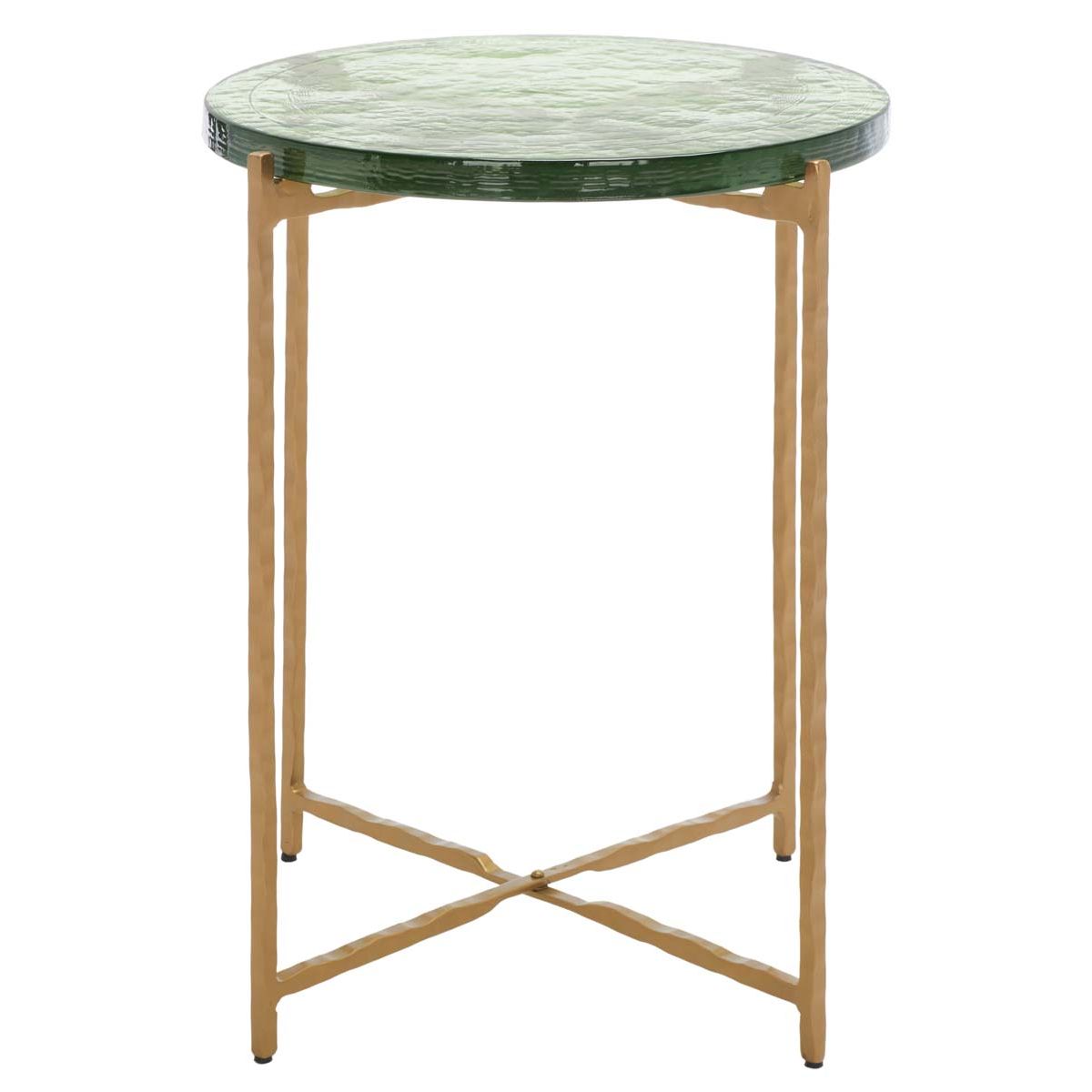 Safavieh Tengah Round Glass Accent Table , ACC3213 - Green/Brass