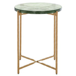 Safavieh Tengah Round Glass Accent Table , ACC3213 - Green/Brass