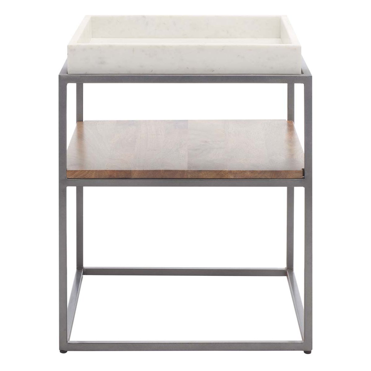 Safavieh Kya 2 Tier Accent Table , ACC3709 - White Marble / Natural / Gun Metal