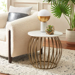 Safavieh Explorer Round Accent Table, White Marble / Gold