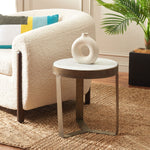 Safavieh Triss Round Accent Table, White Marble / Antique Brass