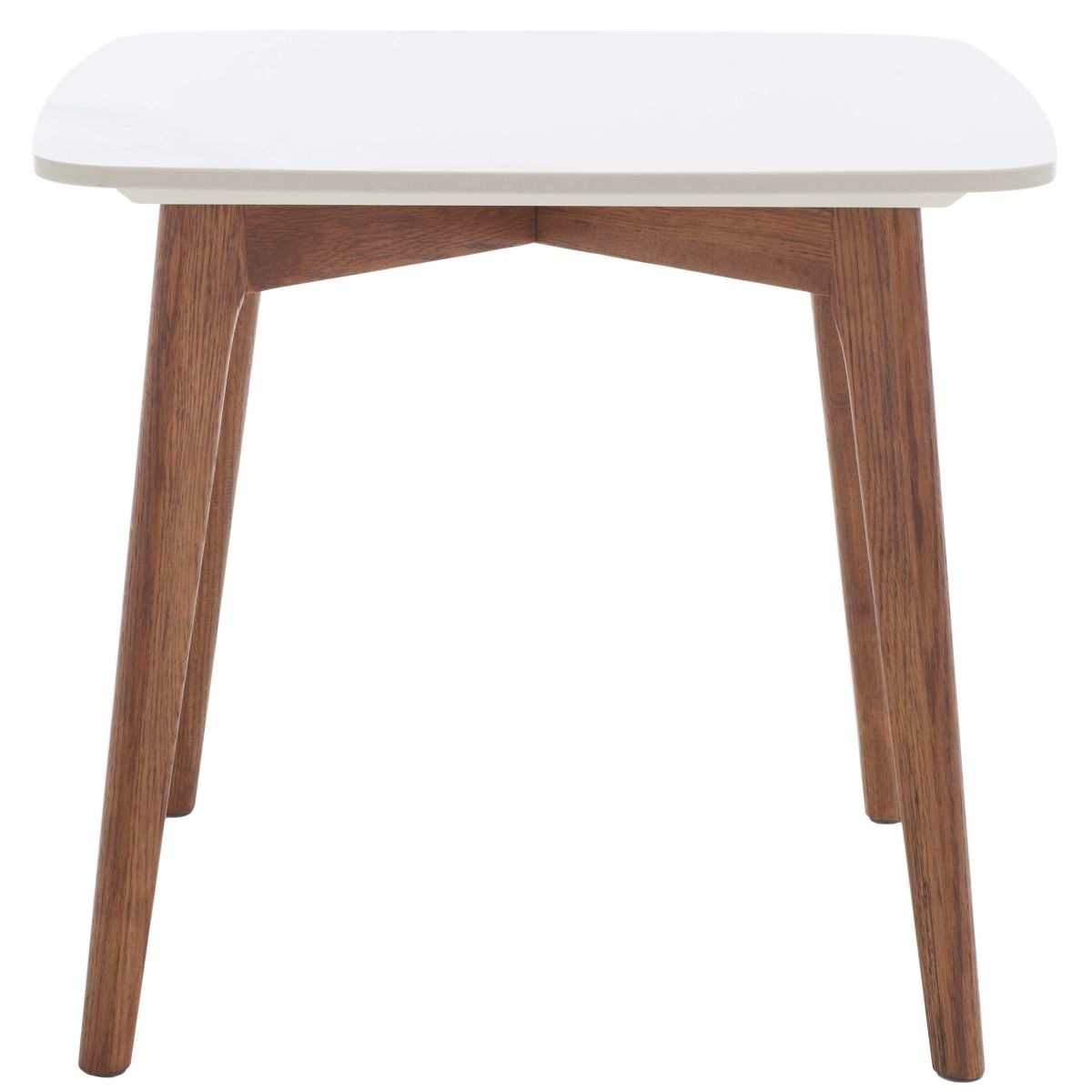 Safavieh Karina Square End Table , ACC8102 - White Ceramic Faux Marble / Walnut