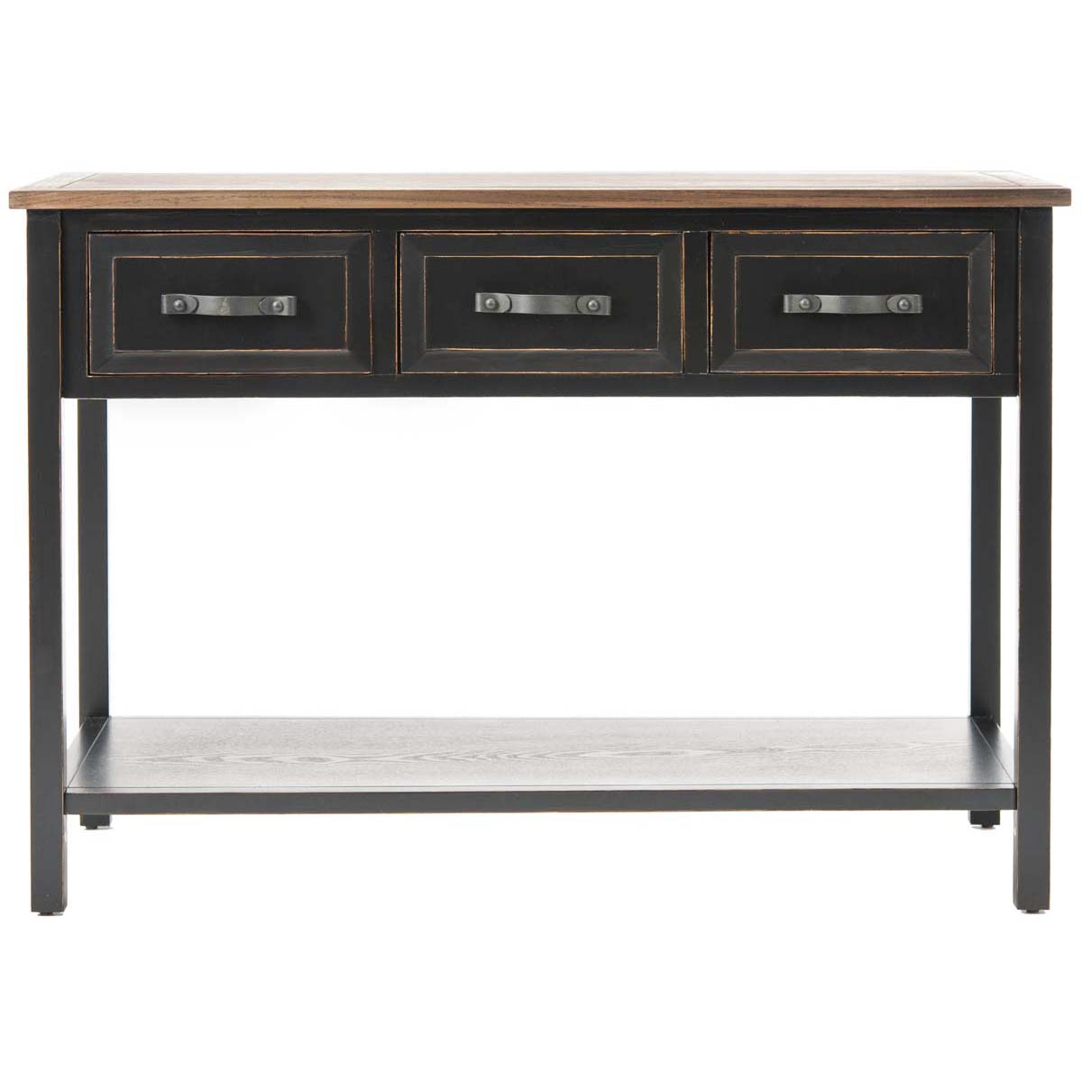 Safavieh Aiden 3 Drawer Console Table , AMH6502 - Black / Oak