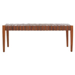 Safavieh Amalia Leather Weave Bench , BCH1001 - Cognac Leather/Dark Brown