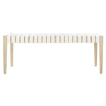 Safavieh Amalia Leather Weave Bench , BCH1001 - Off White Leather/Light Oak