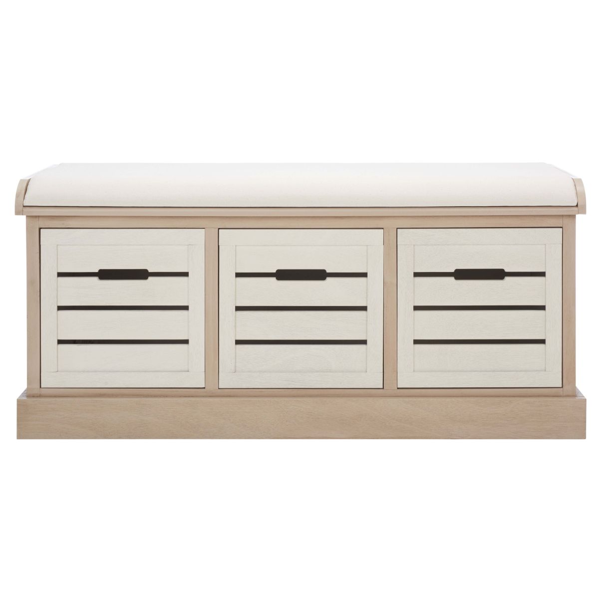 Safavieh Briar 3 Drawer Cushion Bench , BCH5700 - Sand / Distressed White