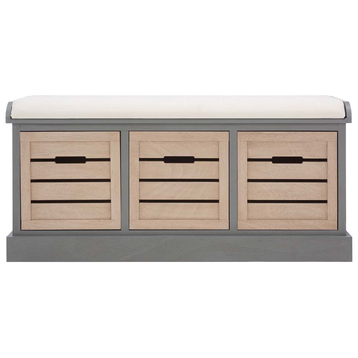 Safavieh Briar 3 Drawer Cushion Bench , BCH5700 - Distressed Grey Frame/Sand Drawers