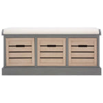 Safavieh Briar 3 Drawer Cushion Bench , BCH5700 - Distressed Grey Frame/Sand Drawers