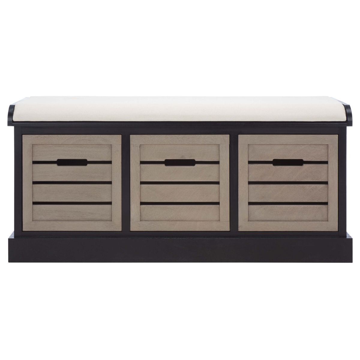 Safavieh Briar 3 Drawer Cushion Bench , BCH5700 - Black / Greige