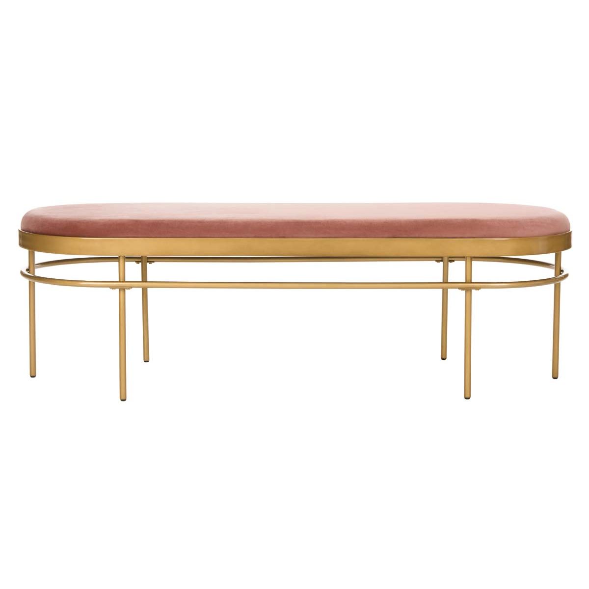 Safavieh Sylva Oval Bench , BCH6202 - Dusty Rose Velvet/Gold