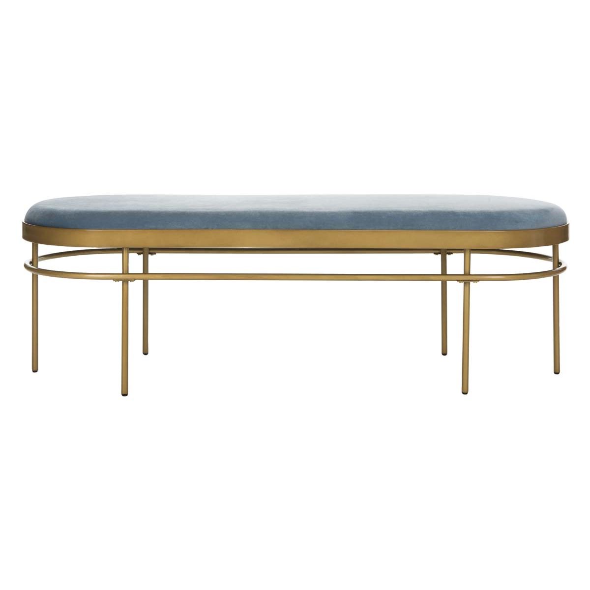 Safavieh Sylva Oval Bench , BCH6202 - Slate Blue Velvet/Gold