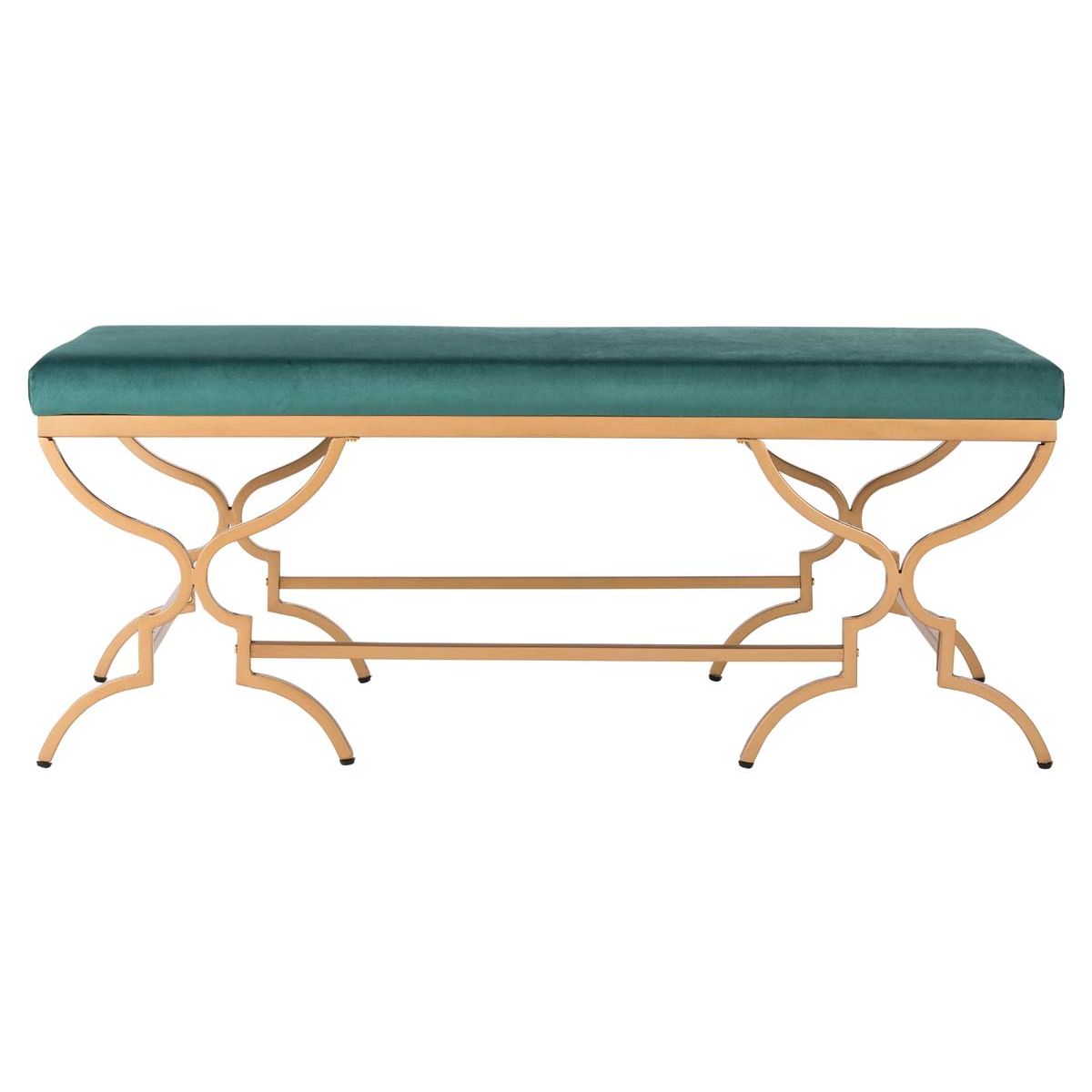 Safavieh Juliet Rectangular Bench , BCH6203 - Emerald Velvet/Gold