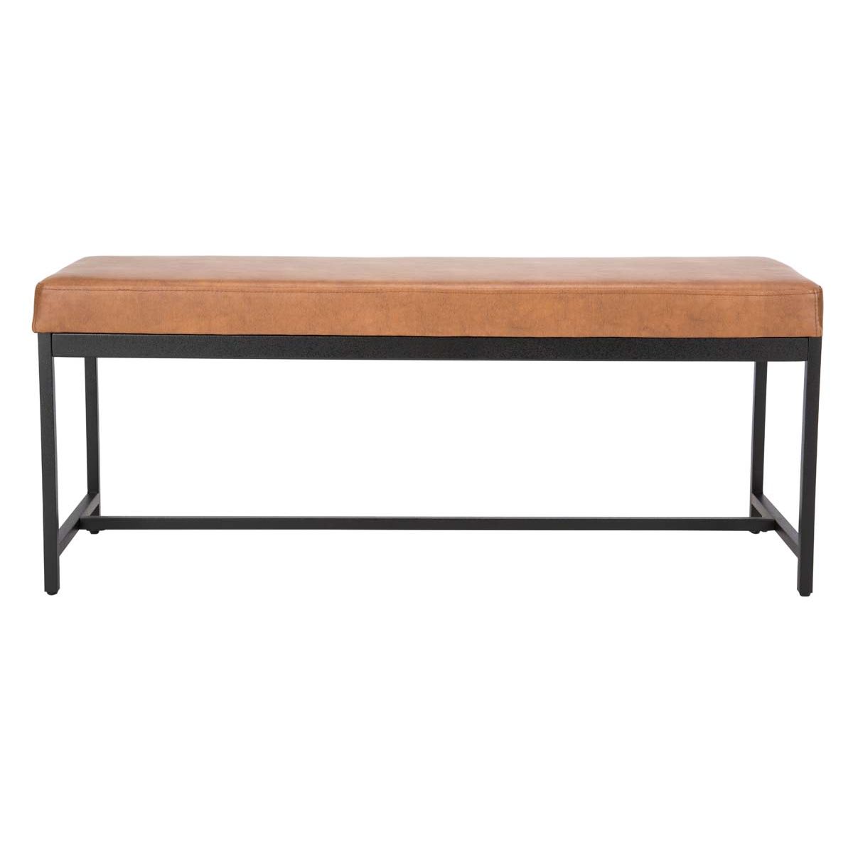 Safavieh Chase Faux Leather Bench , BCH6204 - Brown Pu/Black