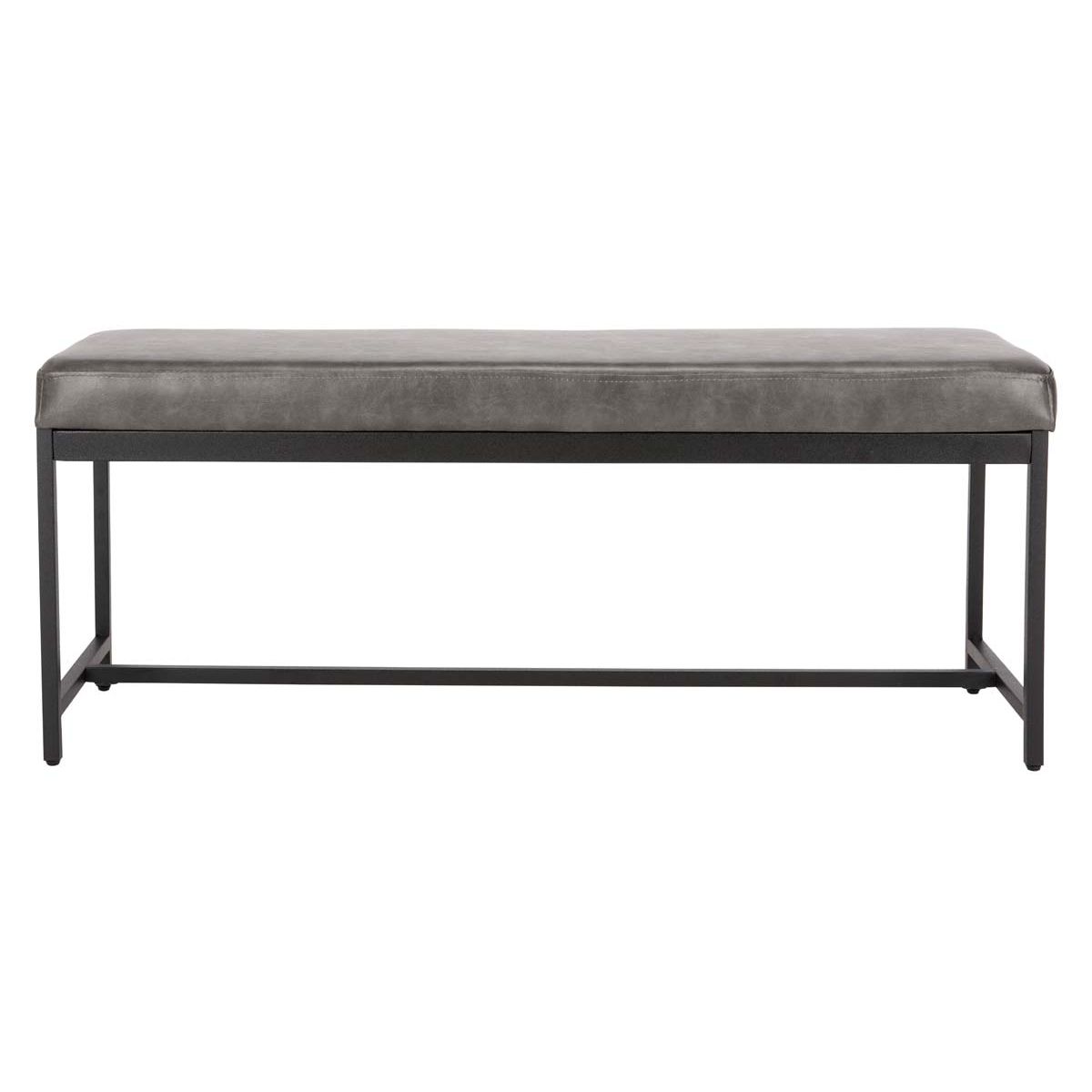 Safavieh Chase Faux Leather Bench , BCH6204 - Grey Pu/Black