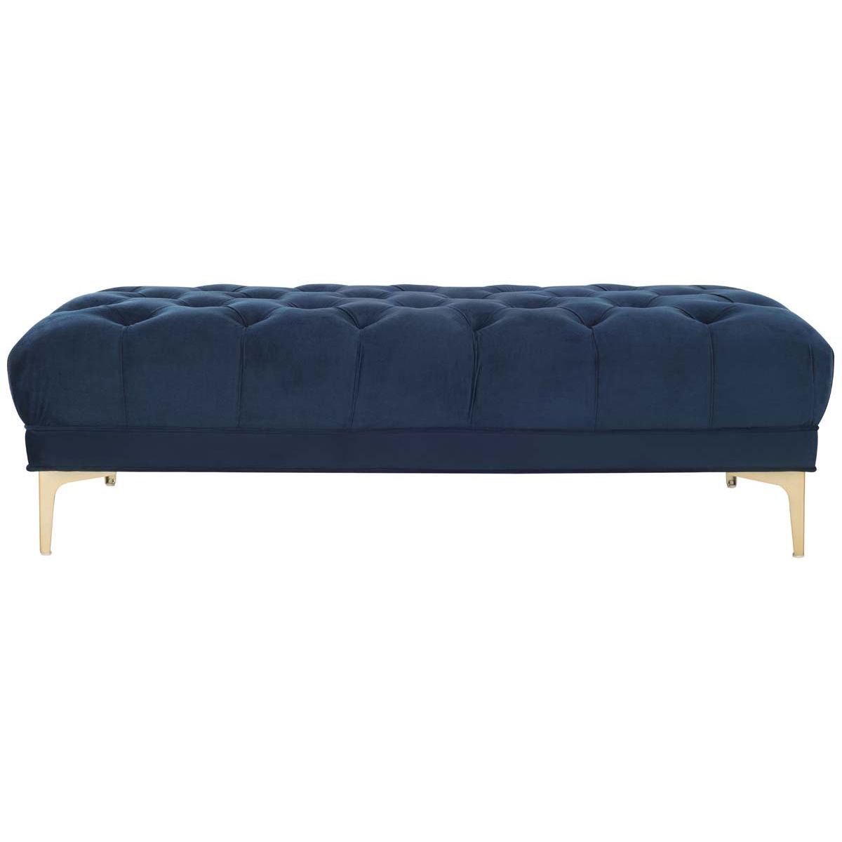 Safavieh Zarya Tufted Rectangular Bench , BCH6300 - Navy Velvet/Brass