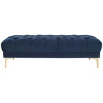 Safavieh Zarya Tufted Rectangular Bench , BCH6300 - Navy Velvet/Brass