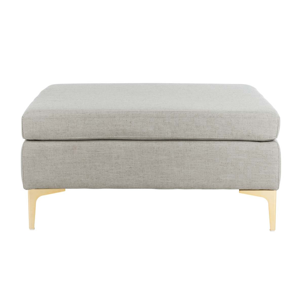 Safavieh Giovanna Square Ottoman , BCH6301 - Light Grey Linen/Brass