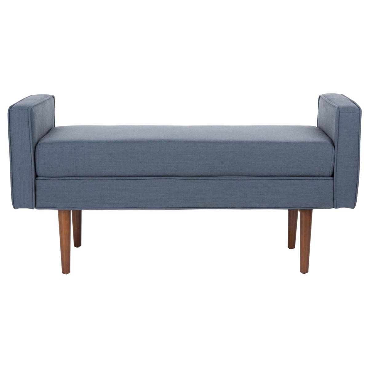 Safavieh Henri Midcentury Bench , BCH6303 - Navy Linen/Walnut