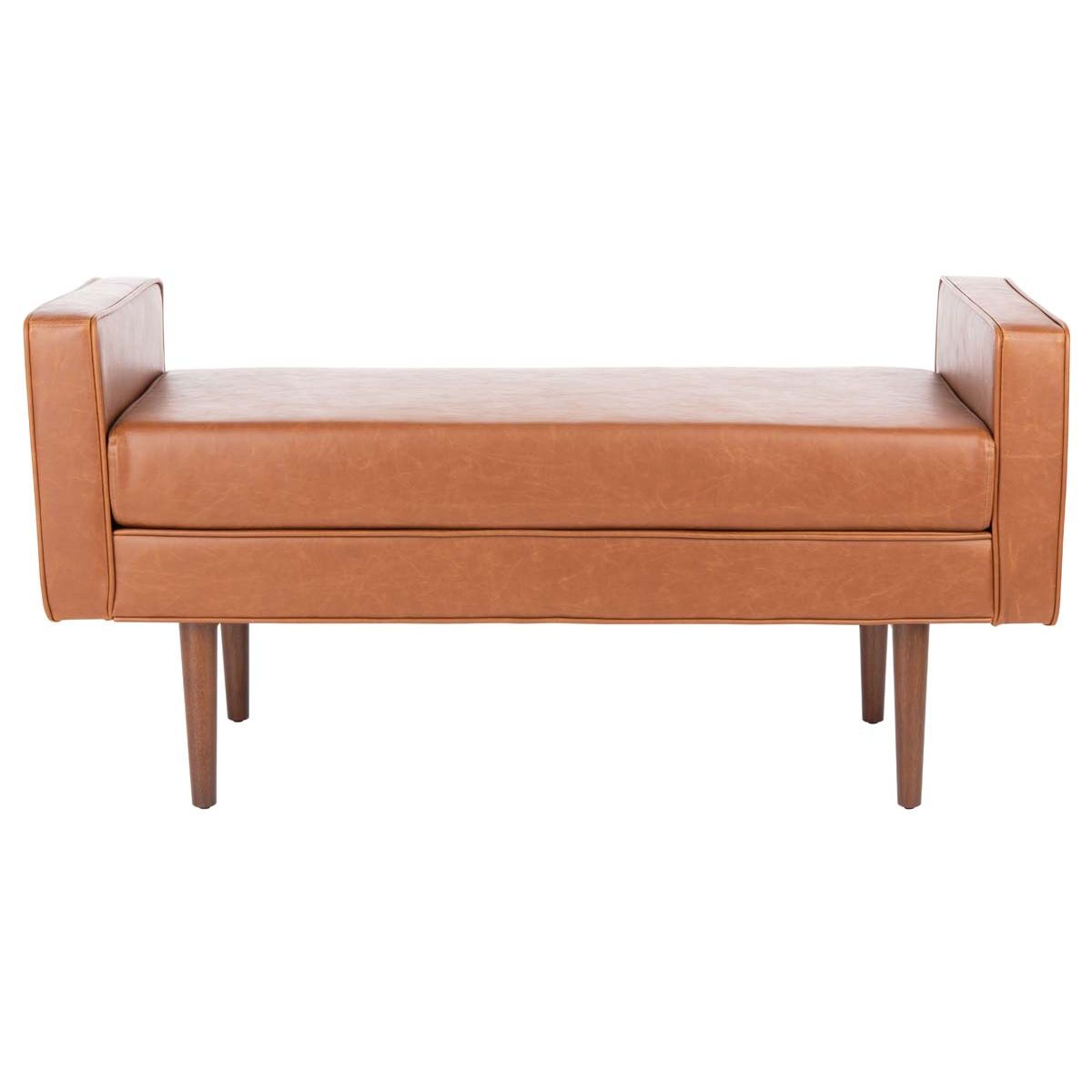 Safavieh Henri Midcentury Bench , BCH6303 - Light Brown Pu/Walnut