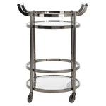 Safavieh Sienna 2 Tier Round Bar Cart , BCT8001 - Black Nickel/Glass