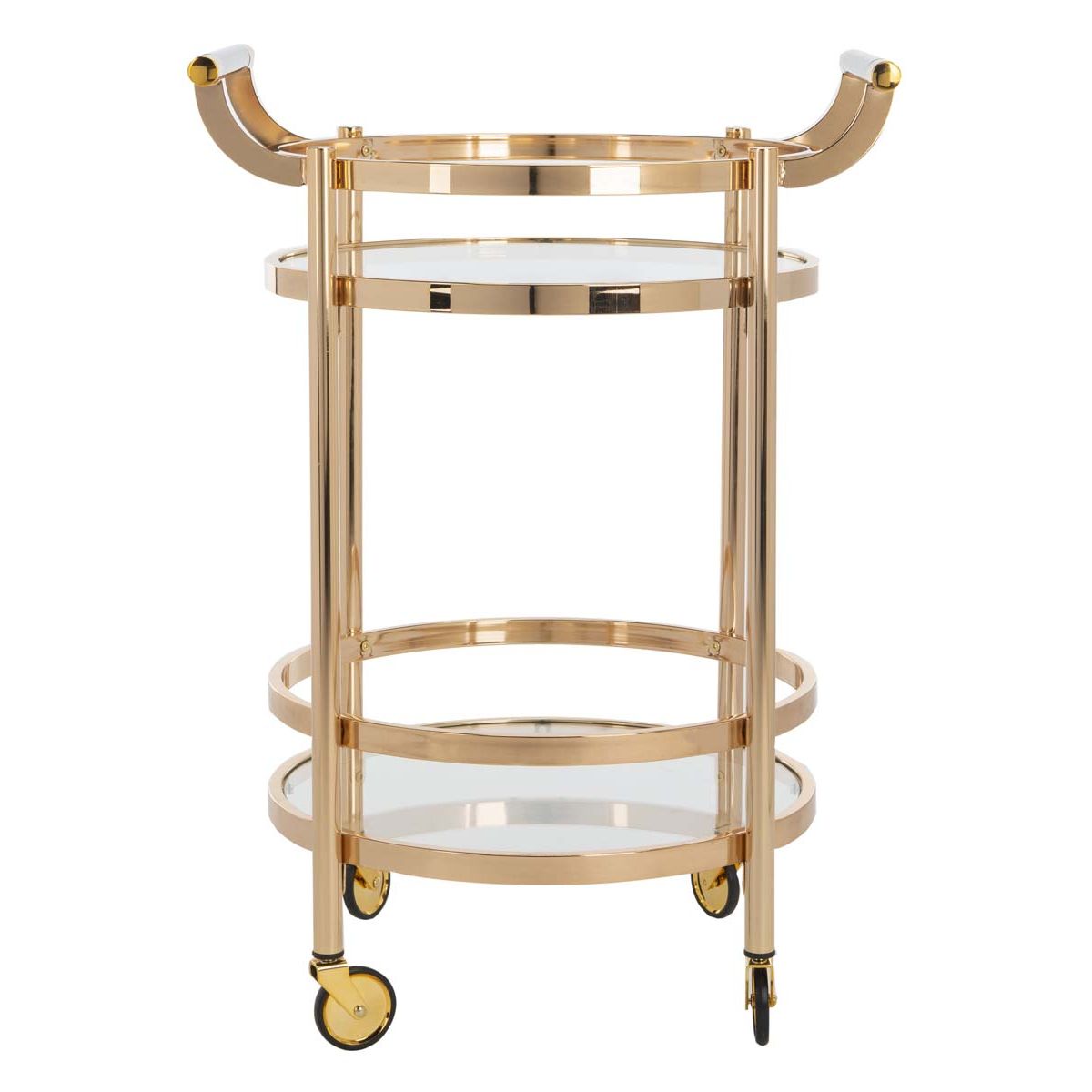 Safavieh Sienna 2 Tier Round Bar Cart , BCT8001 - Gold/Glass