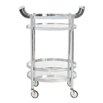 Safavieh Sienna 2 Tier Round Bar Cart , BCT8001 - Chrome/Glass