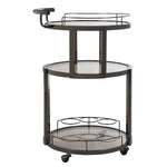 Safavieh Rio 3 Tier Round Bar Cart And Wine Rack , BCT8002 - Black Nickel/Tea Glass