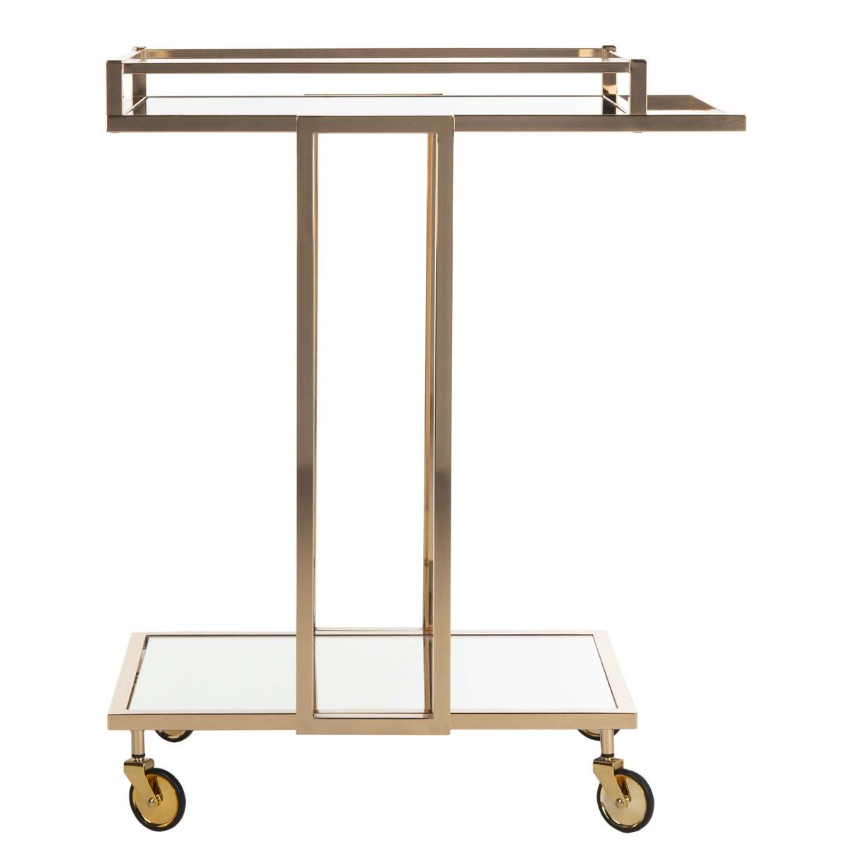 Safavieh Capri 2 Tier Rectangle Bar Cart , BCT8003 - Gold/Mirror