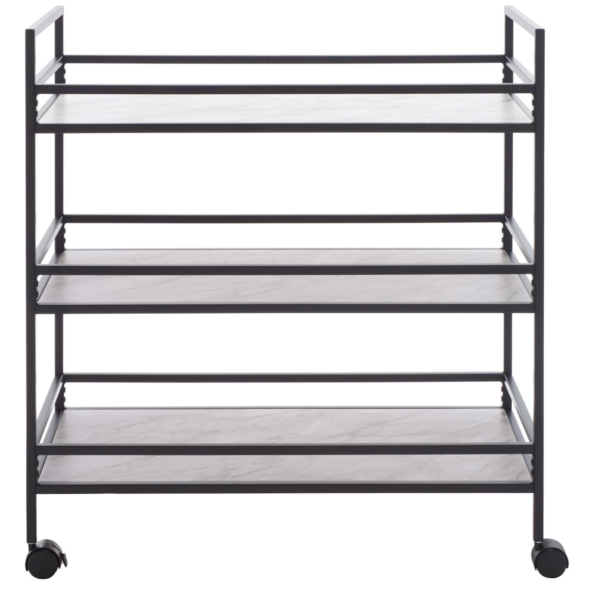 Safavieh Idria 3 Tier Bar Cart , BCT8010 - Matte Black / Marble