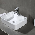 Solea Fen Porcelain Ceramic Vitreous Rectangular 19 Inch White Bathroom Vessel Sink - White