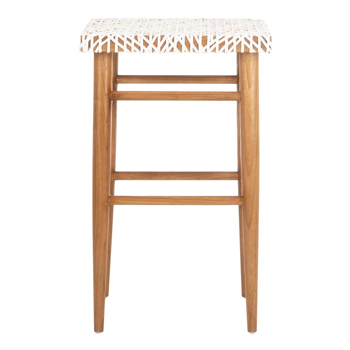 Safavieh Kaleo Woven Leather Barstool , BST1004 - White/Natural Mindi Wood