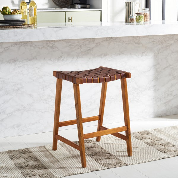 Safavieh Abreu Rectangle Counter Stool , BST1013 - Cognac / Natural