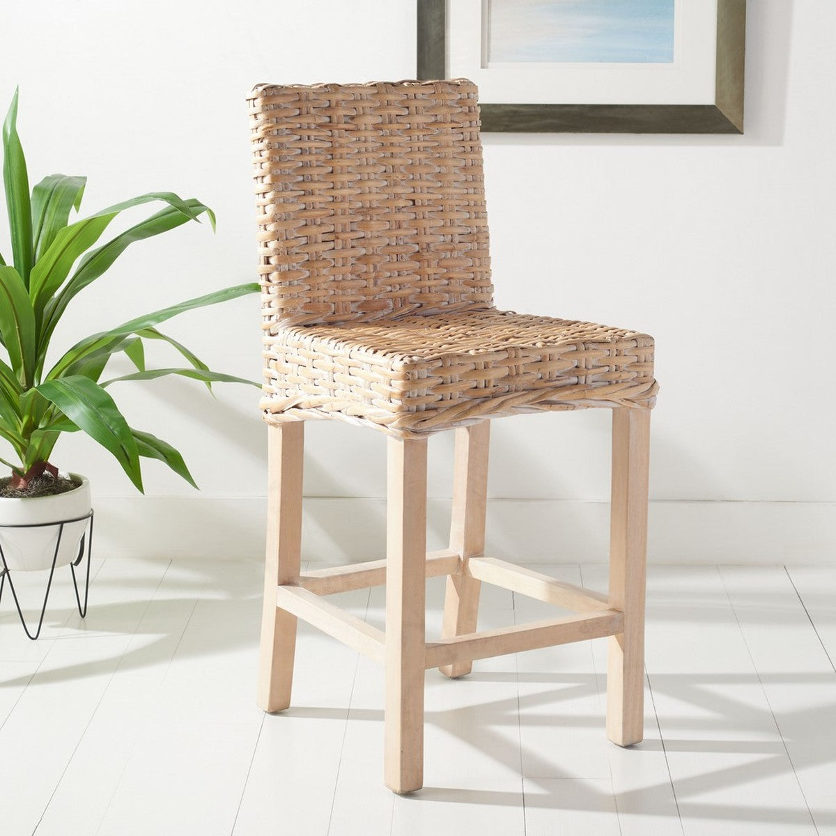 Safavieh Tobie Rattan Counter Stool , BST6501 - Natural White Wash