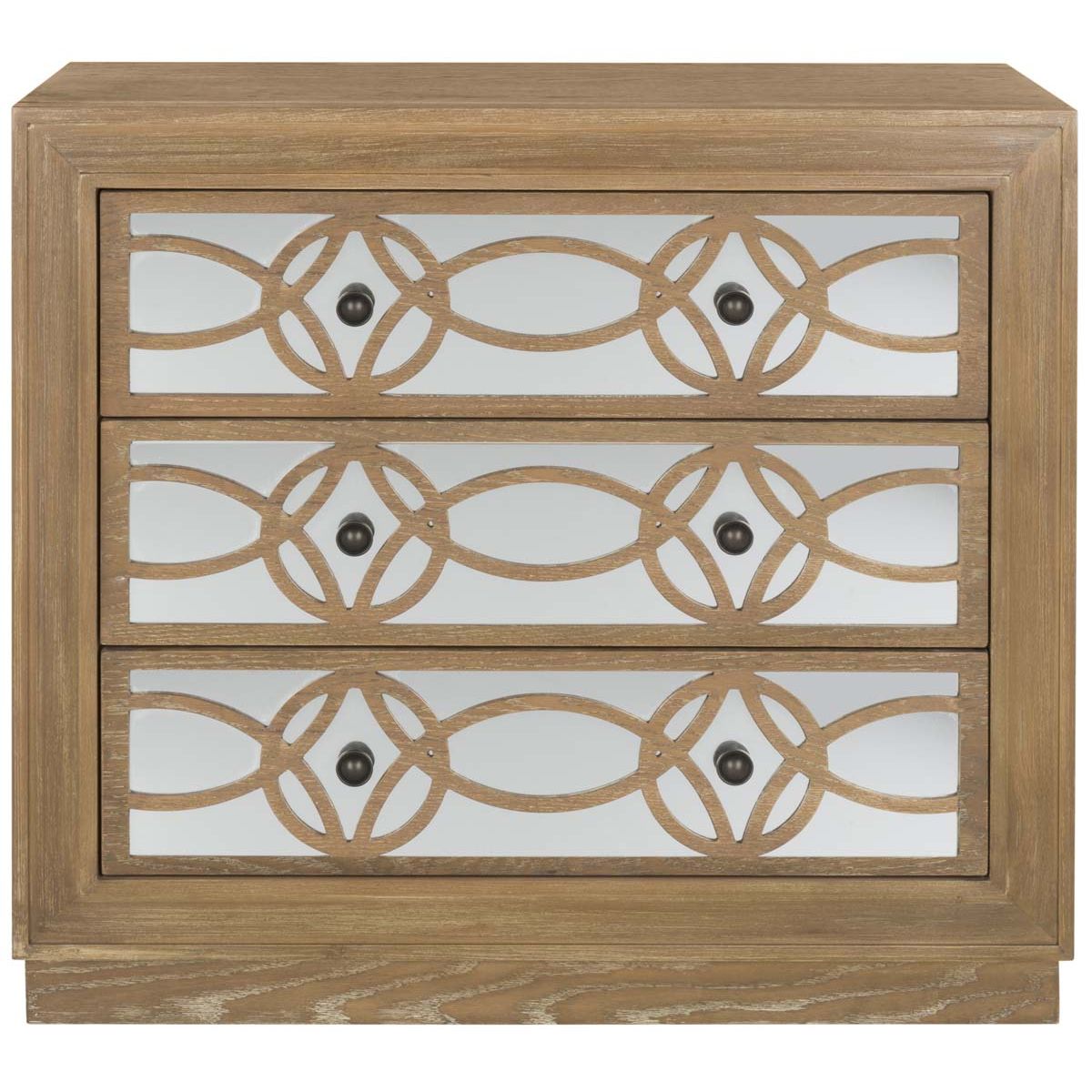 Safavieh Catalina 3 Drawer Chest , CHS6400 - Rustic Oak/Mirror