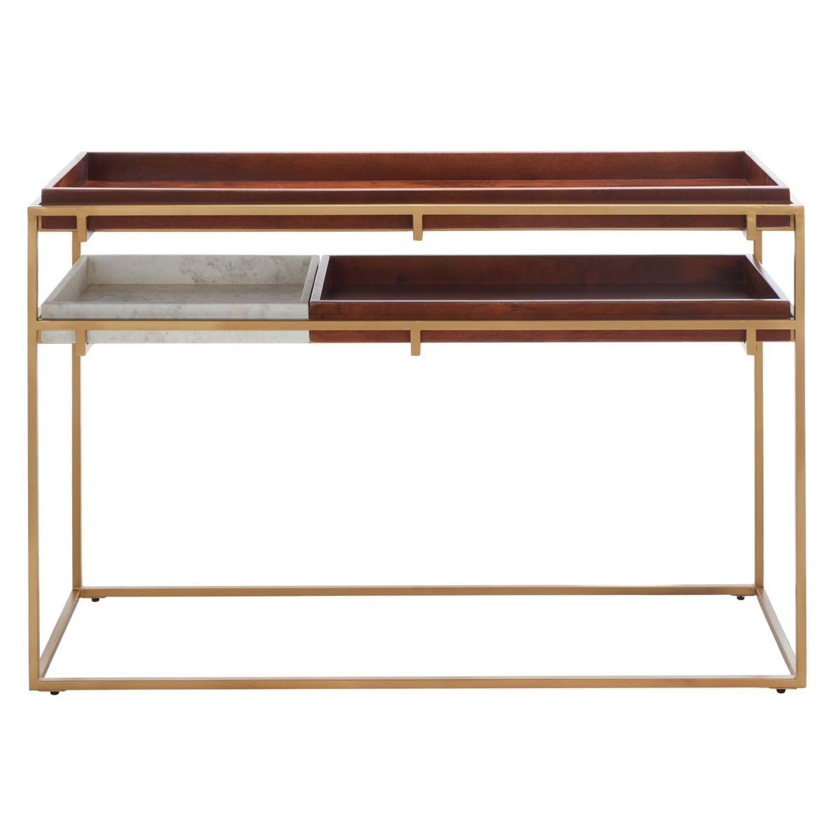 Safavieh Akari Marble Console Table , CNS3700 - Brown/White Marble/Gold