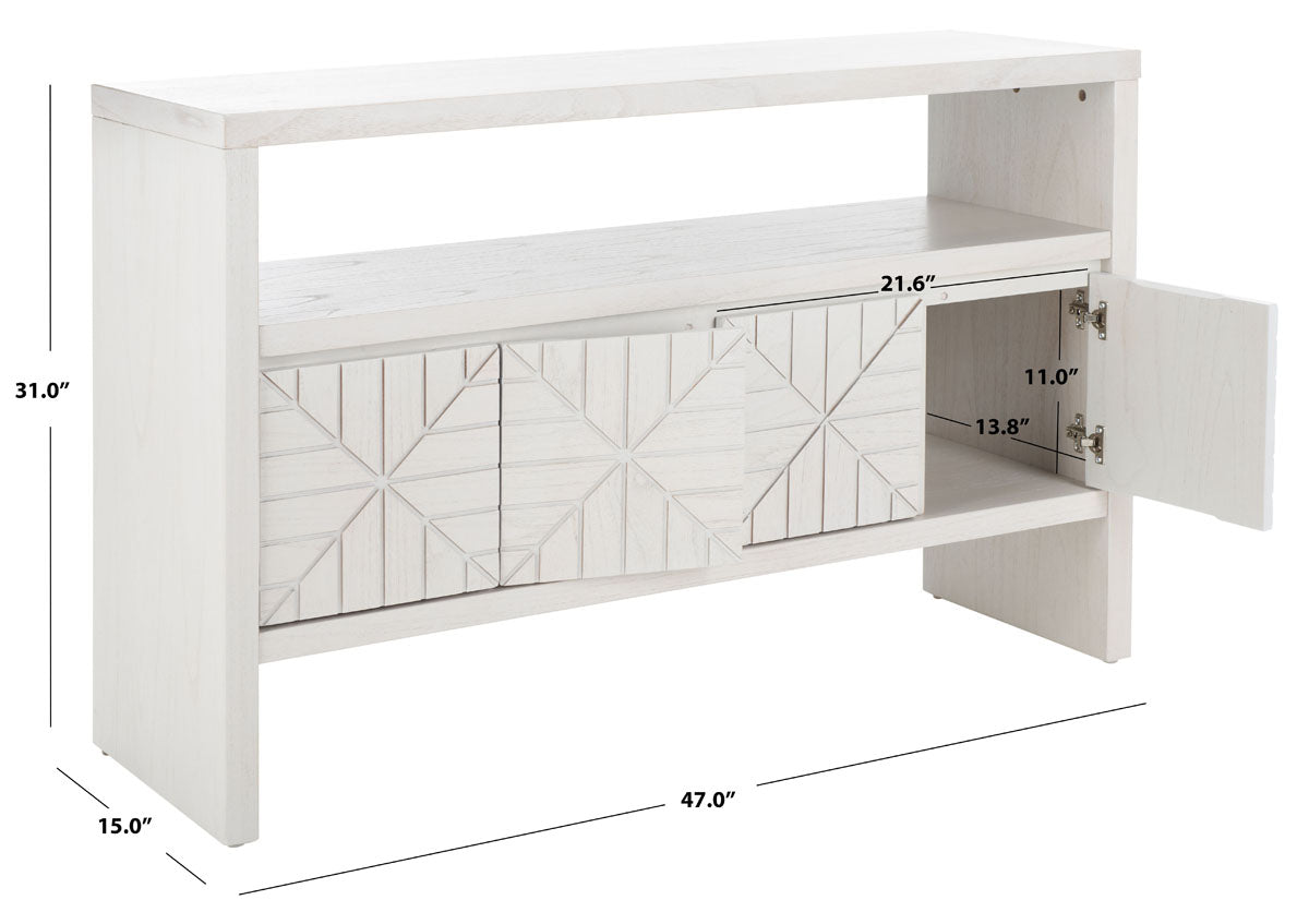 Safavieh Zella 4 Door Console Table, White Washed