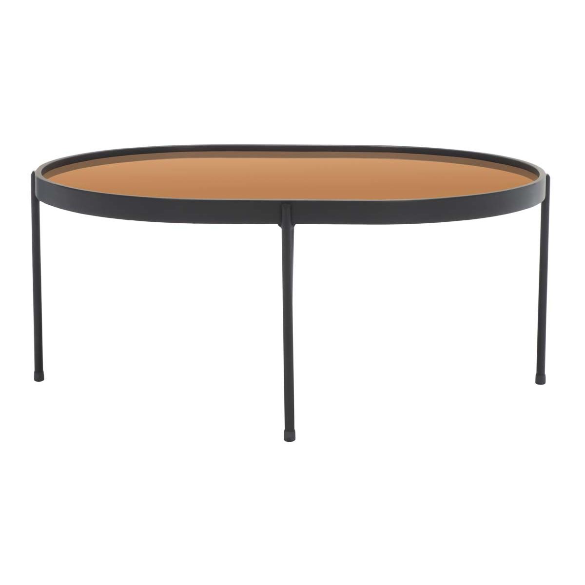 Safavieh Emmerich Mirrored Coffee Table , COF4218 - Rose Gold Top /Matte Black Legs