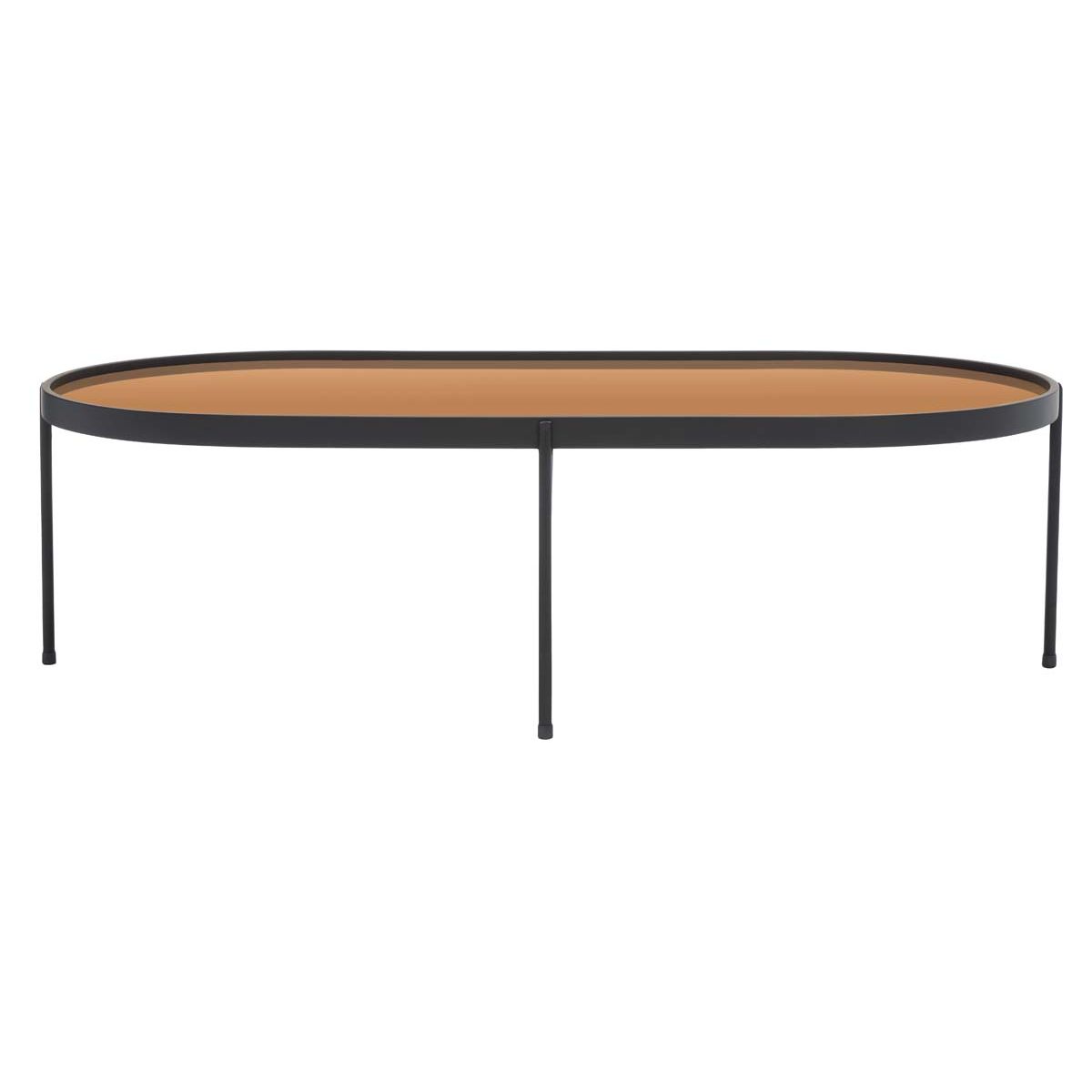 Safavieh Emmerick Mirrored Coffee Table , COF4219 - Rose Gold Top /Matte Black Legs