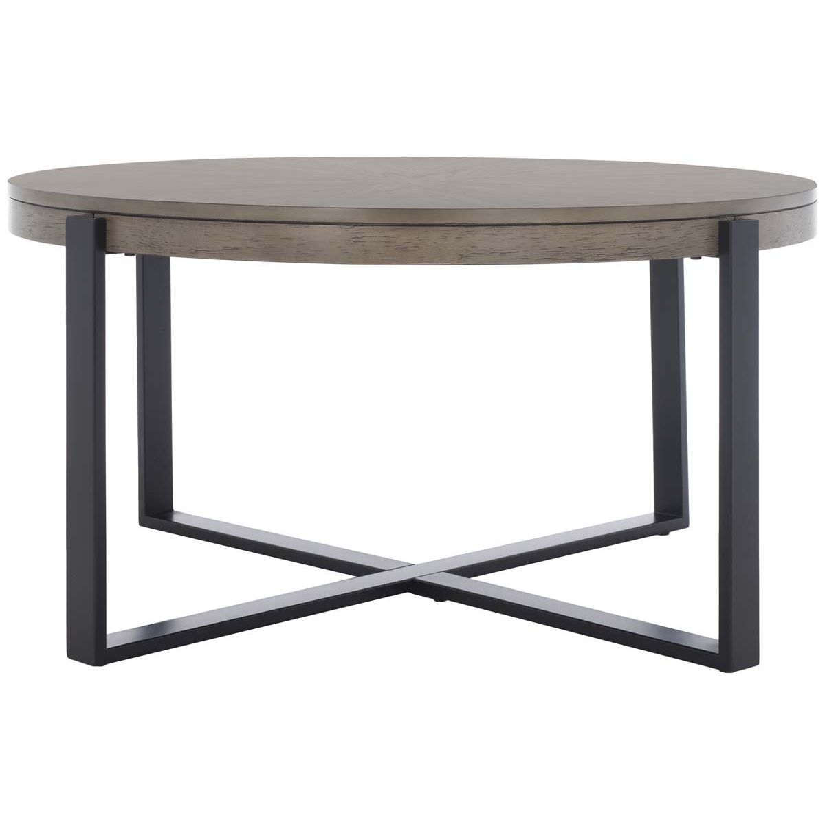 Safavieh Navya Round Coffee Table , COF6207 - Light Grey Top / Black Legs