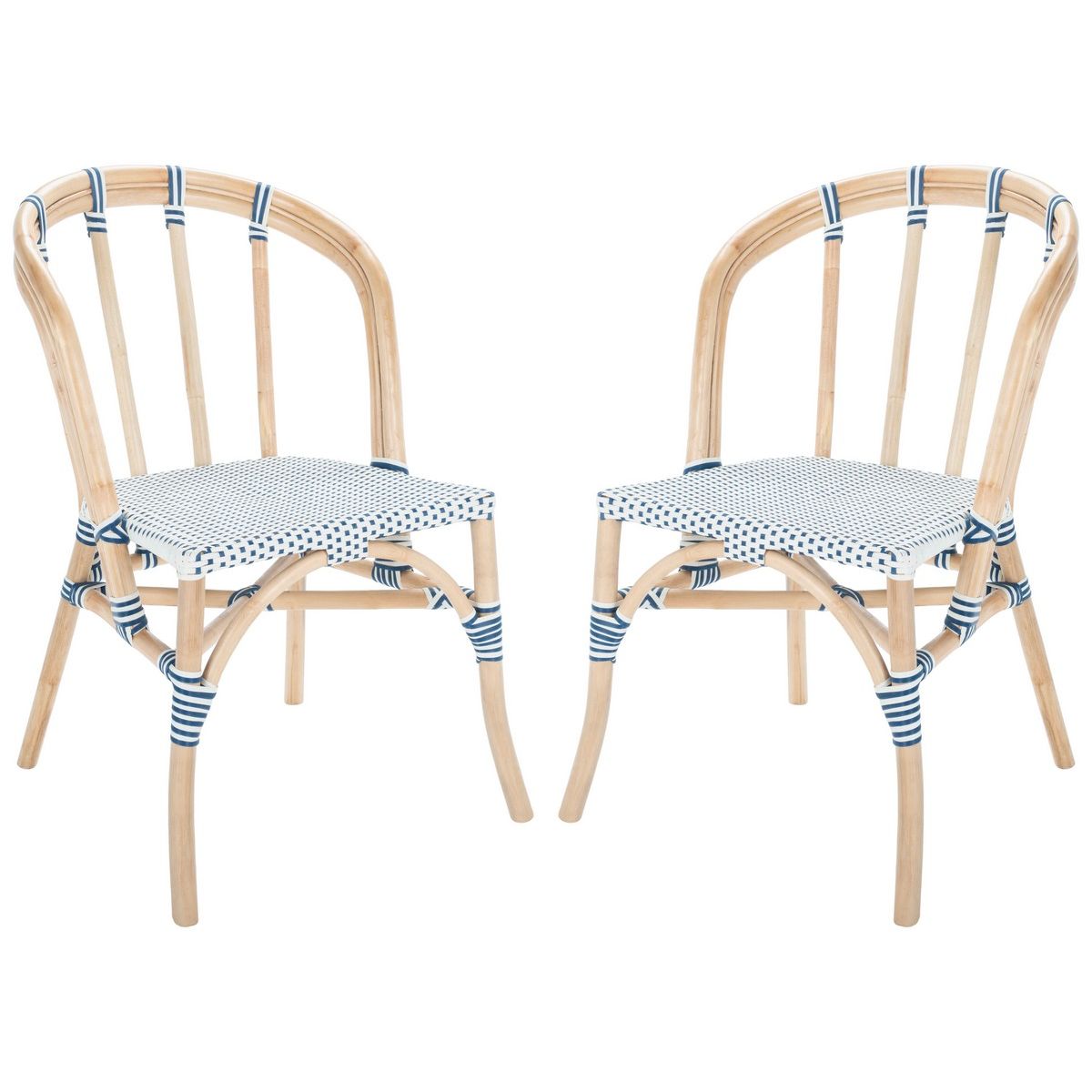 Safavieh Kana Rattan Dining Chair, DCH9902 - Natural/White/Blue (Set of 2)